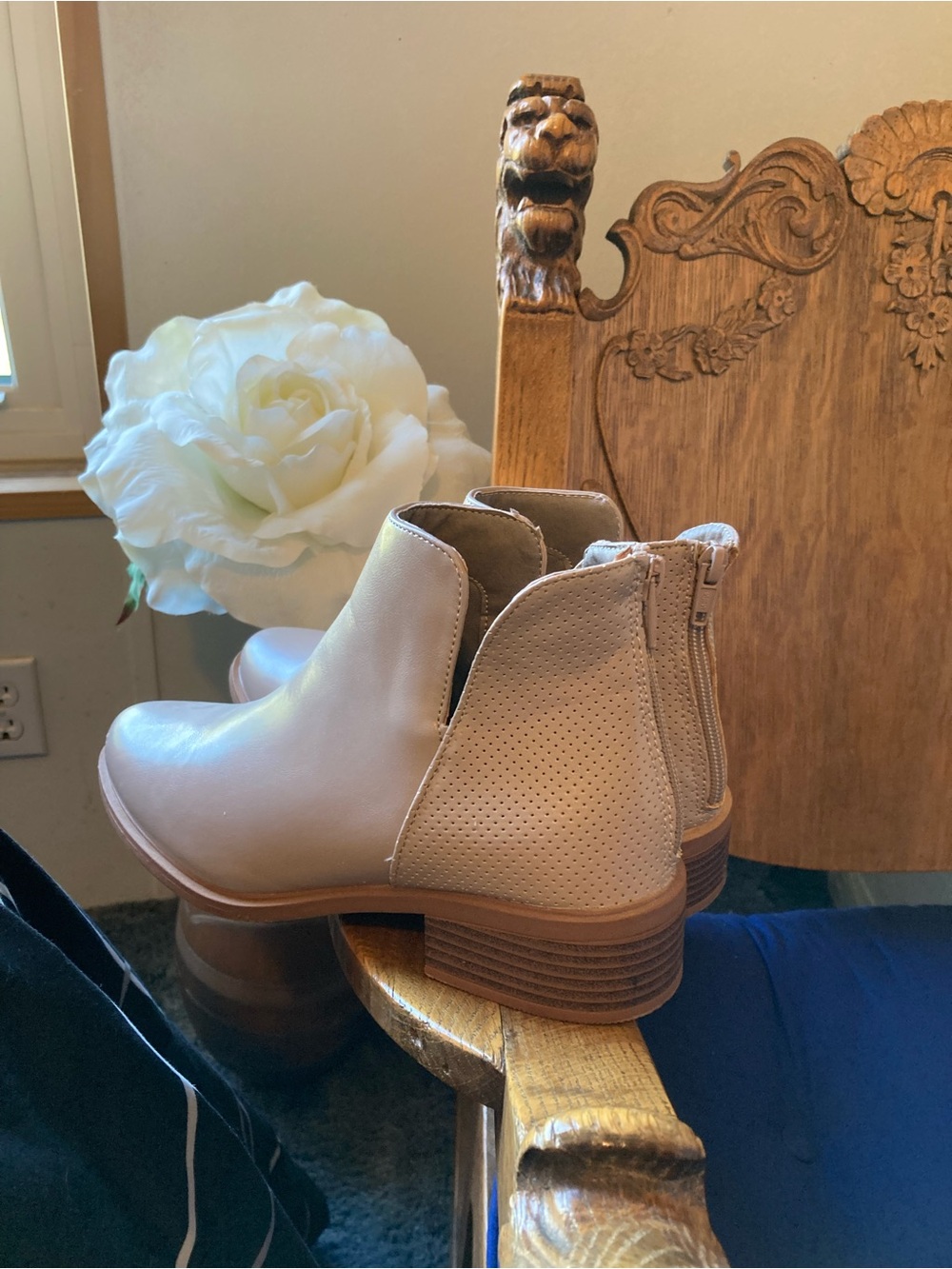 Serra Dusty Rose Slip-On Ankle Booties with Perforated Heel